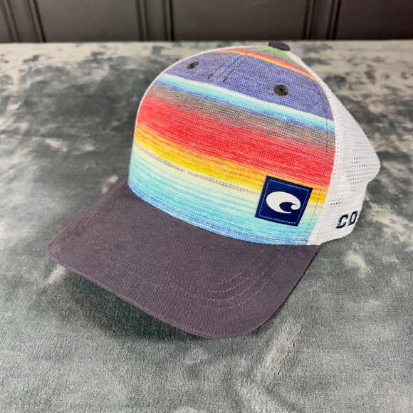 Costa Del Mar Baja Stripe Mesh SnapBack Trucker Hat Multicolor NEW - Picture 1 of 7
